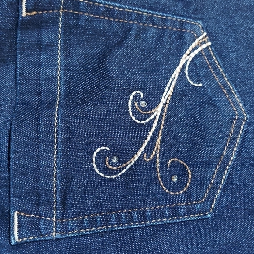 Lee Riders Navy Blue Denim Capri Jeans Size 4M - Picture 12 of 14
